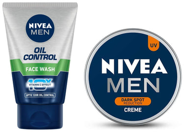 Nivea Men Creme, Dark Spot Reduction Cream, 75ml & Men Face Wash, Oil Control, 10x Vitamin C, 100g